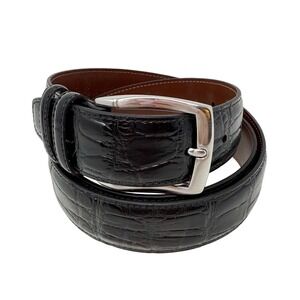 Daniel Cremieux Italian Black Croc Embossed Leather Belt 44‎